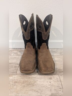 Men's Two-Tone Brown and Black Western Work Boots Bootbarn Phantom Rider Size 11